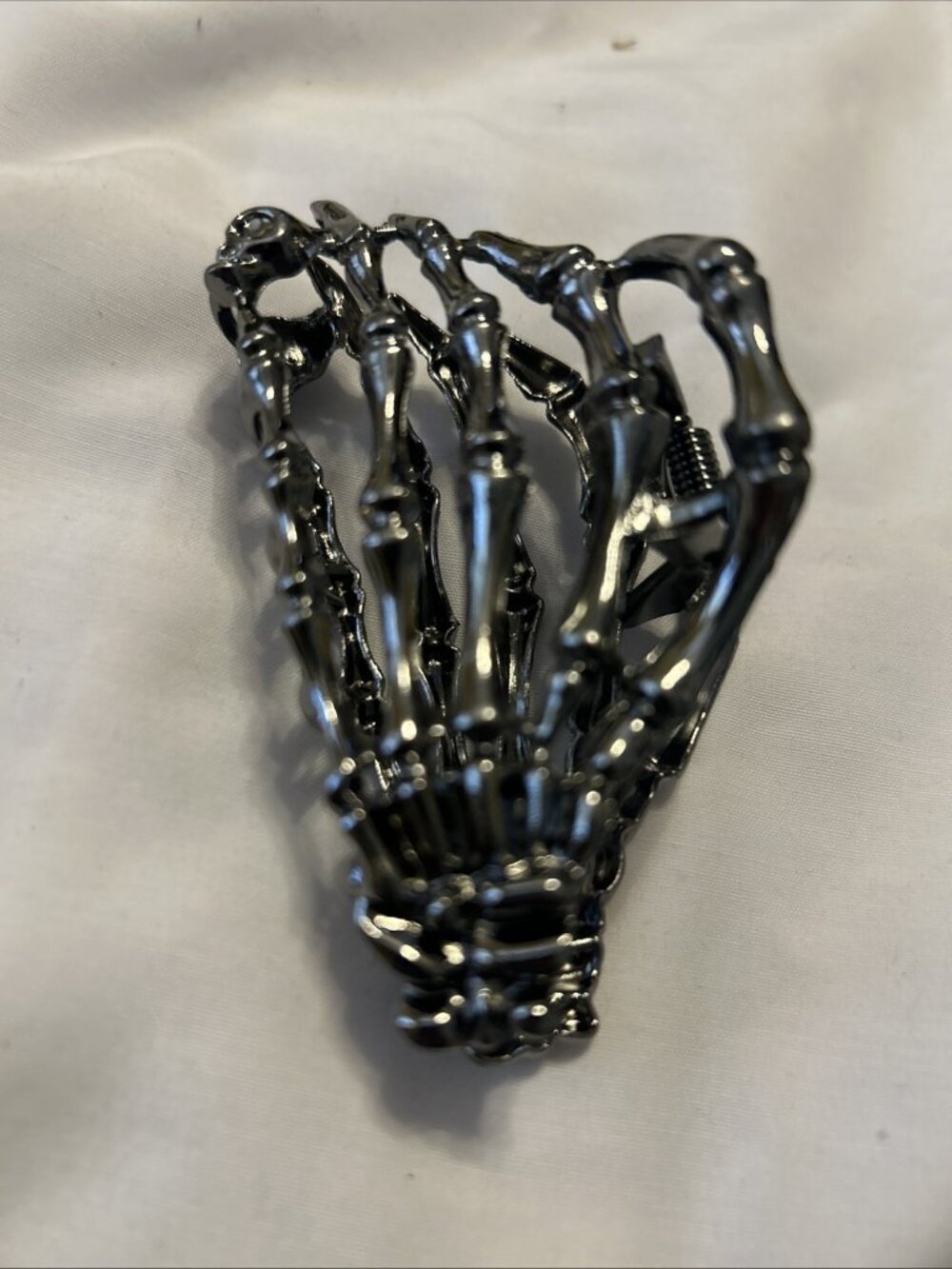 Skeletal Hand Gothic Hair Claw Clip 3.5” Accessory Emo Biker Punk Style W/ Skull